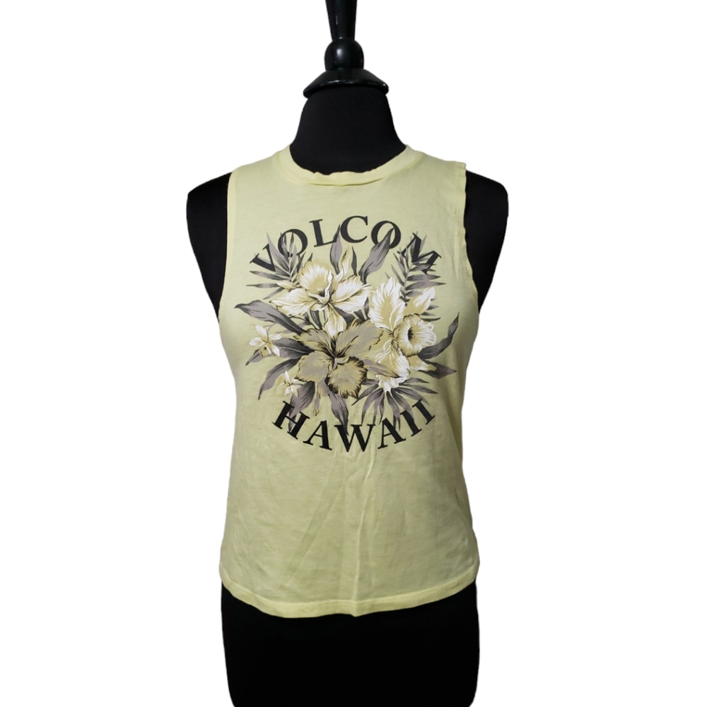 Volcom Hawaii Yellow Floral Tank Top Sz XS
